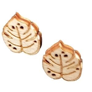Handmade‎ wooden leaf earrings SKUJ099